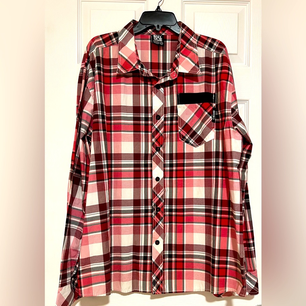 Enyce Red and Black Plaid Button-up Long Sleeve Shirt Men’s 2XL LIKE NEW